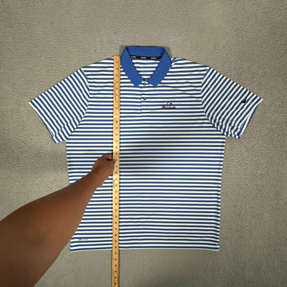 Nike Shirt‎ Mens XL Blue Striped Golf Polo Performance Stretch Dri-Fit Casual - Picture 6 of 11